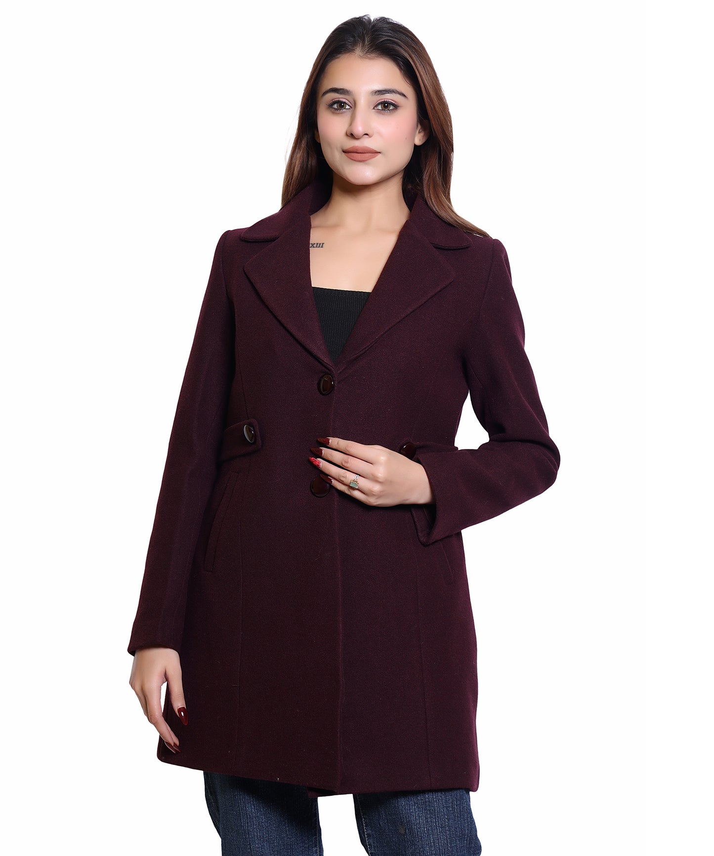 Women Winter Wear Full Sleeve Regular Fit Coat For Casual Wear