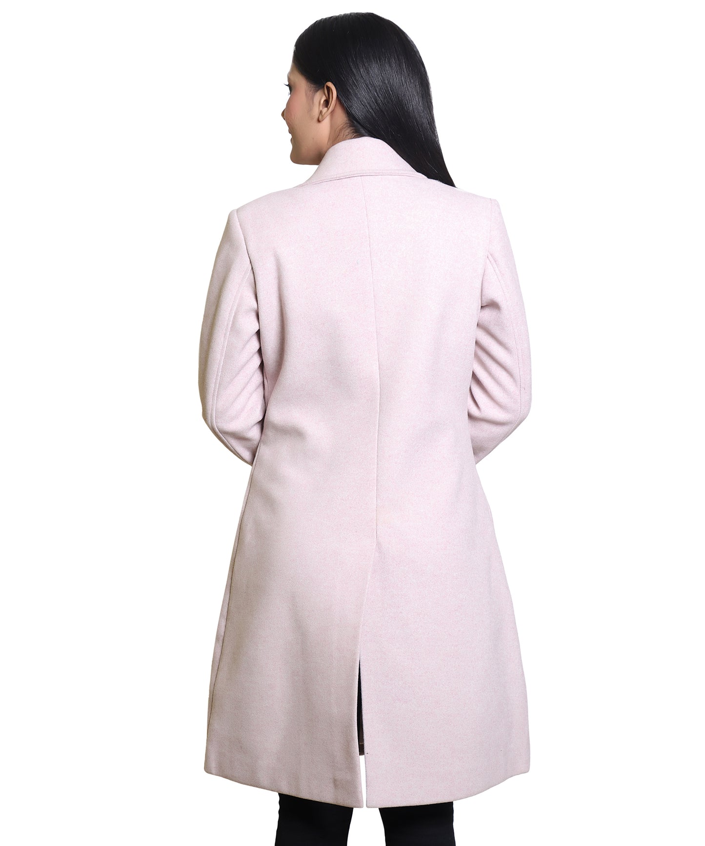 Women Solid Knee Length Woven Overcoat/Blazer with Wool Blend for Comfort Fit