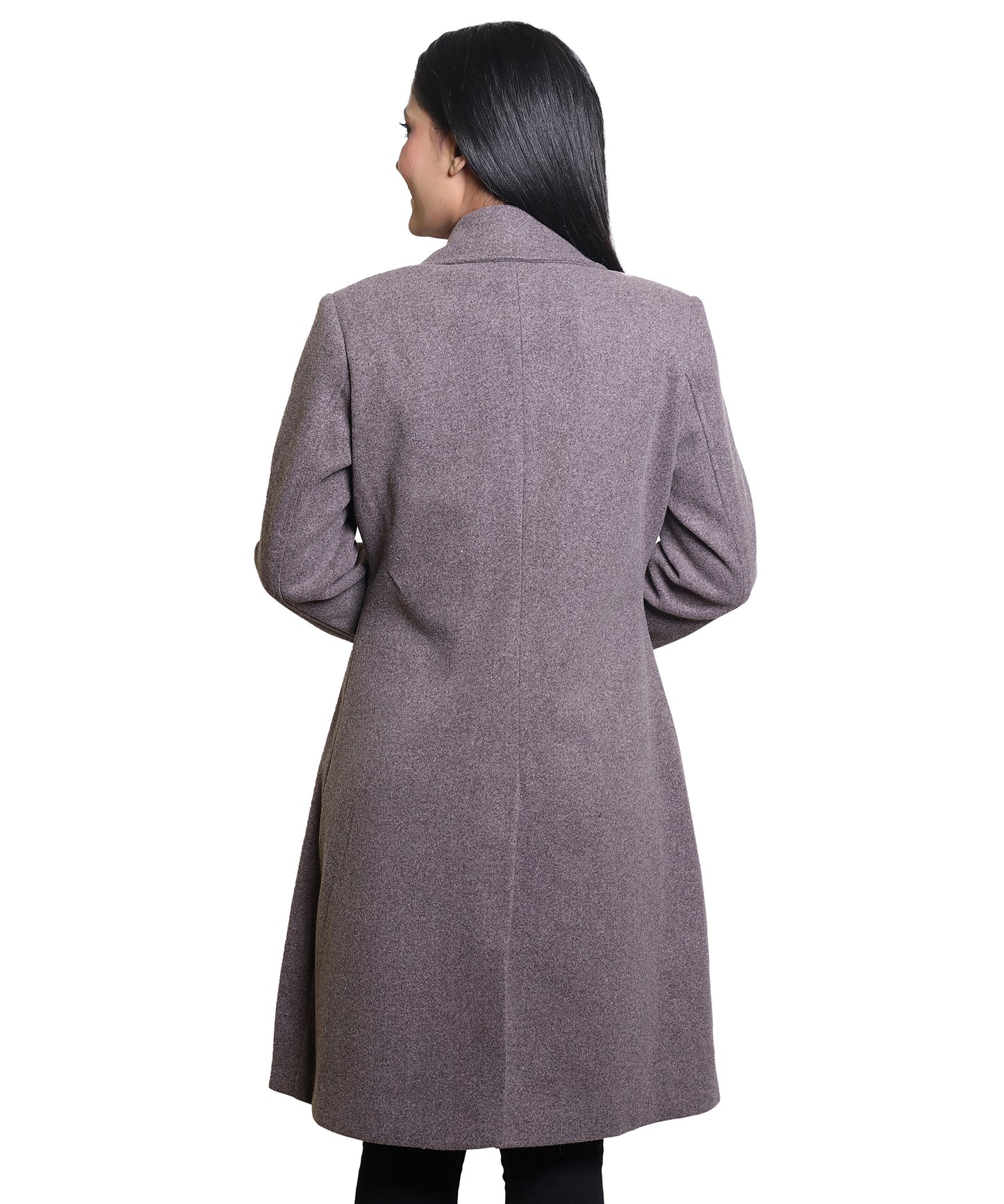 Women Solid Knee Length Woven Overcoat/Blazer with Wool Blend for Comfort Fit