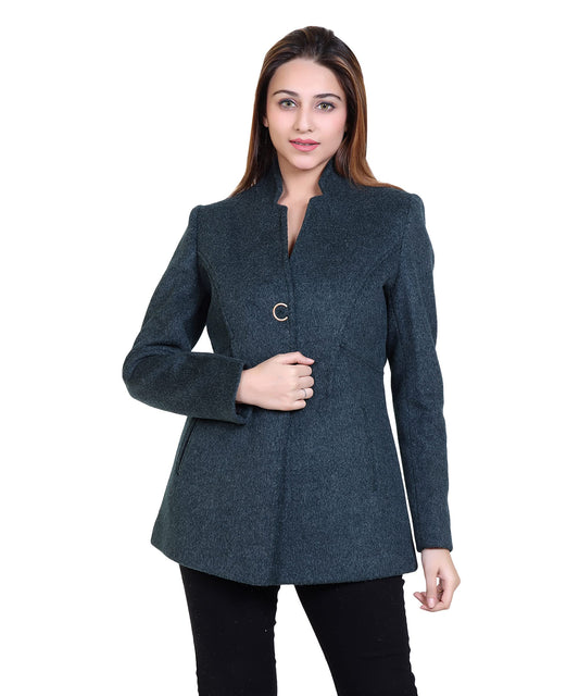 Women Stylish Star Collar C Button | Designer Single Breasted Winter Coat