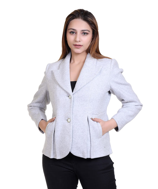 Women Self Design Stylish Long Sleeves Designer Collared Short Coat