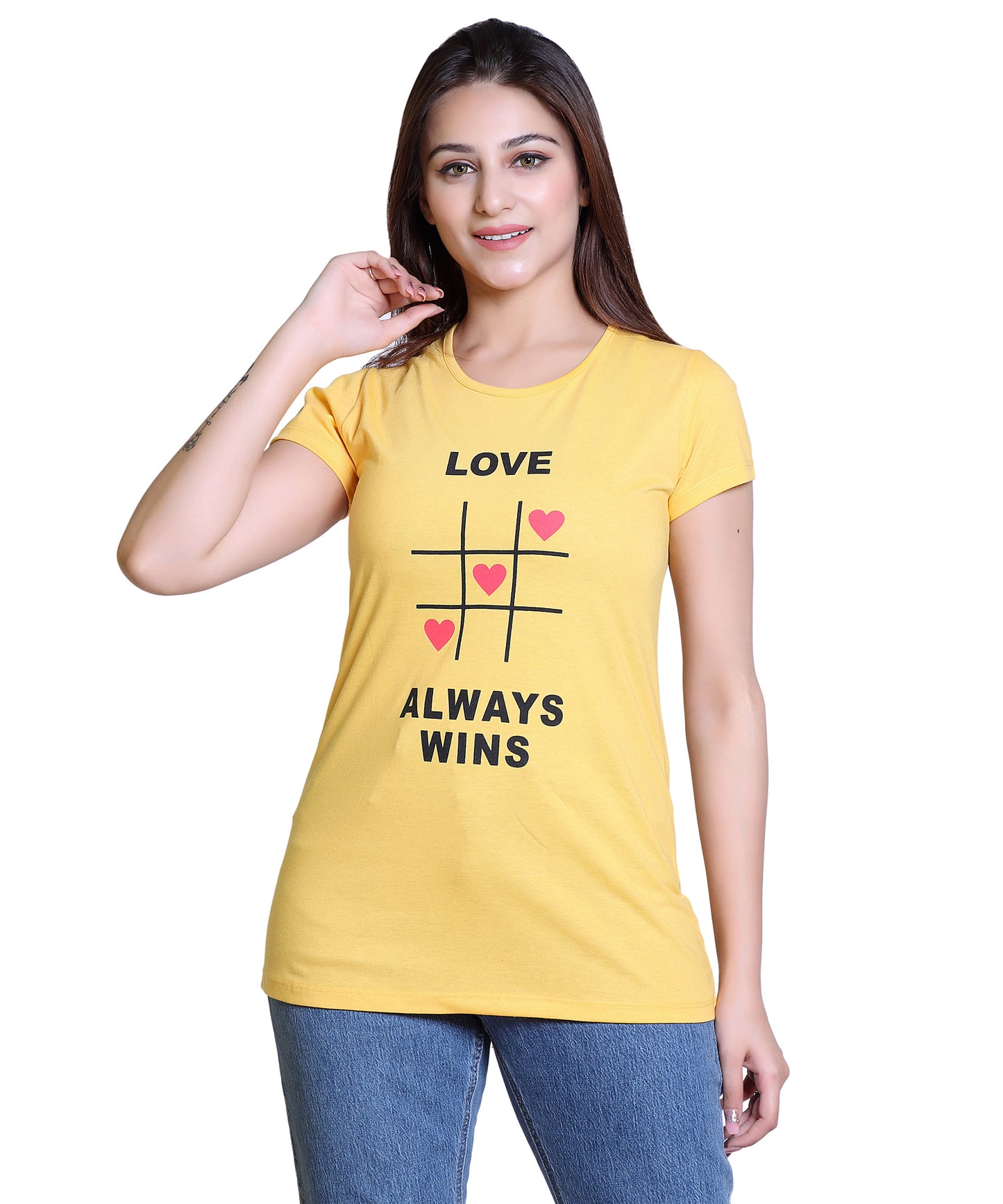 Women Love Always Win Cotton Blend Round Neck Half Sleeves T-Shirt