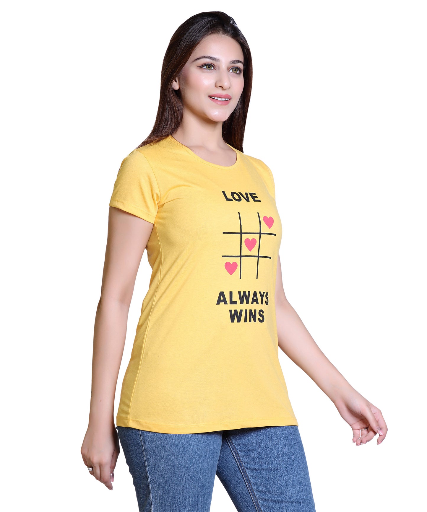 Women Love Always Win Cotton Blend Round Neck Half Sleeves T-Shirt