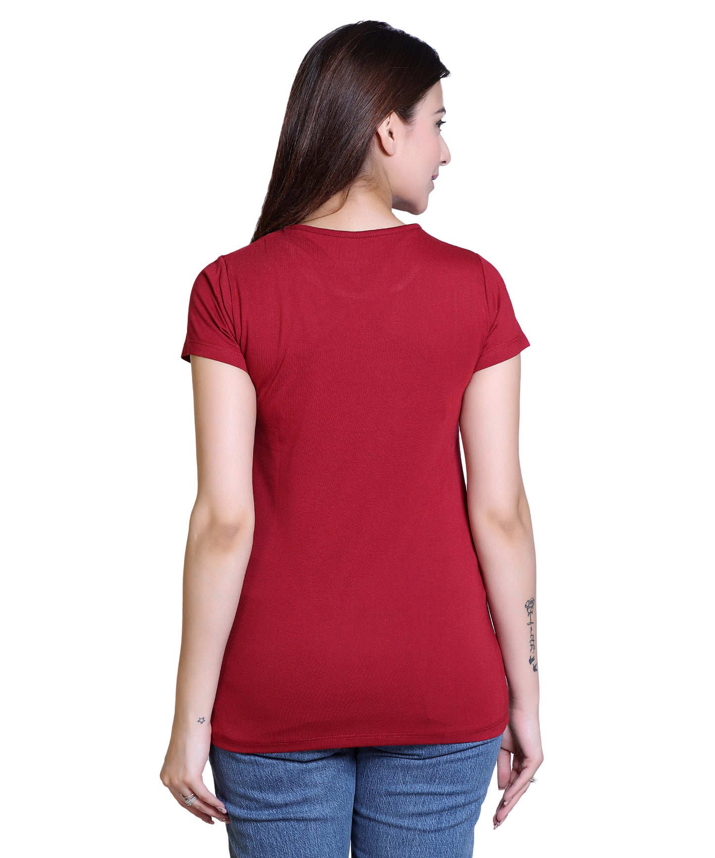 Women Comfy Sparrow Cotton Blend Round Neck Half Sleeves T-Shirt