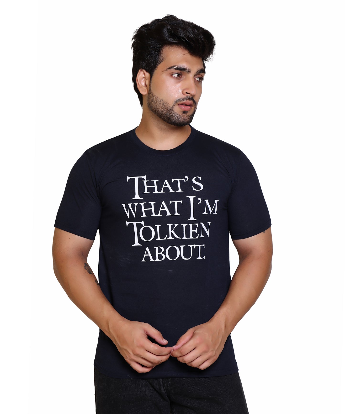 Men That's What I'M Tolkien About Cotton Blend Round Neck Half Sleeves T-Shirt