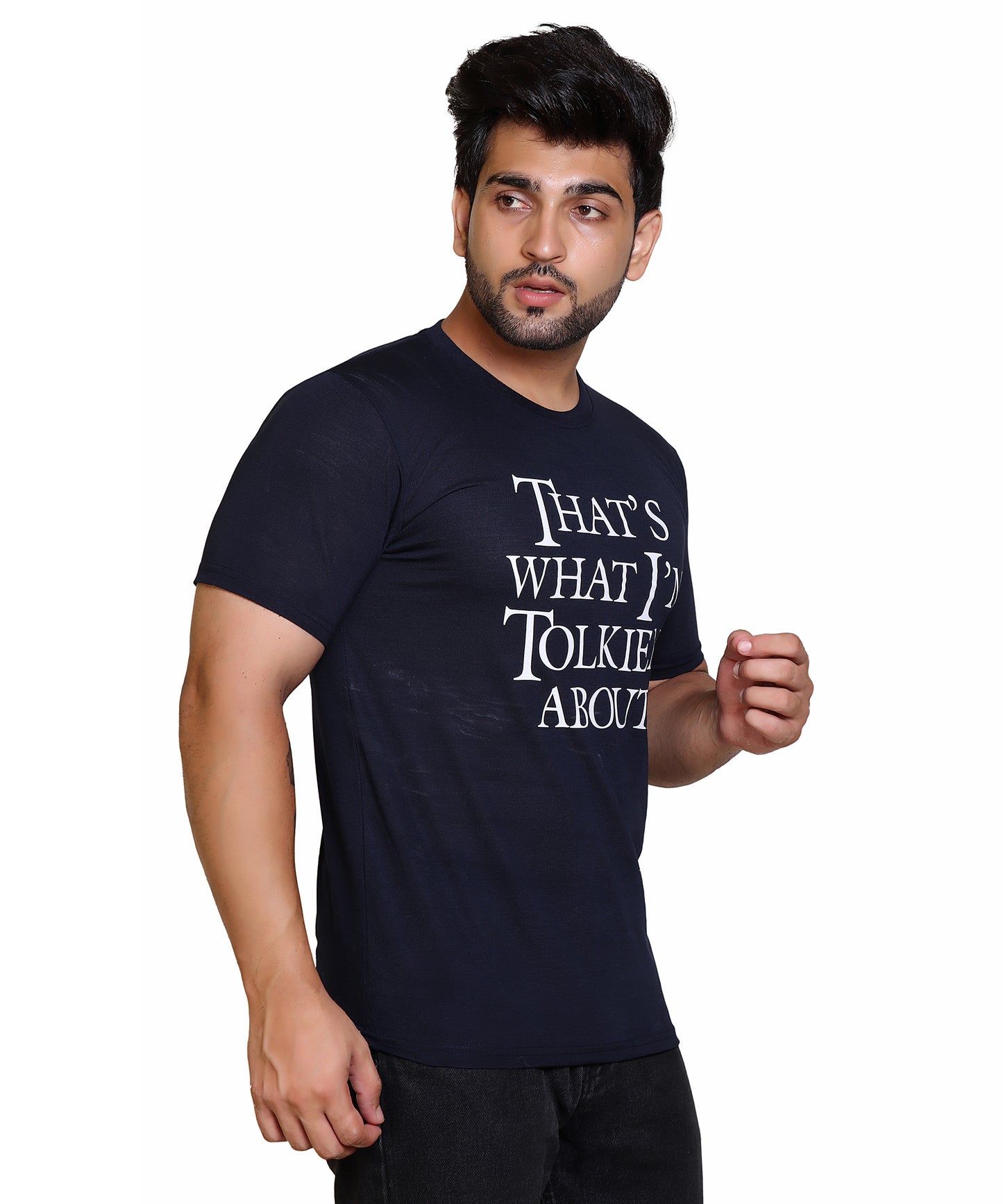 Men That's What I'M Tolkien About Cotton Blend Round Neck Half Sleeves T-Shirt