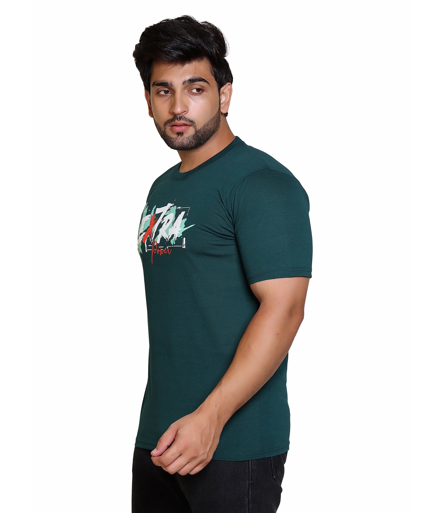 Men Extra Power Cotton Blend Round Neck Half Sleeves T-Shirt