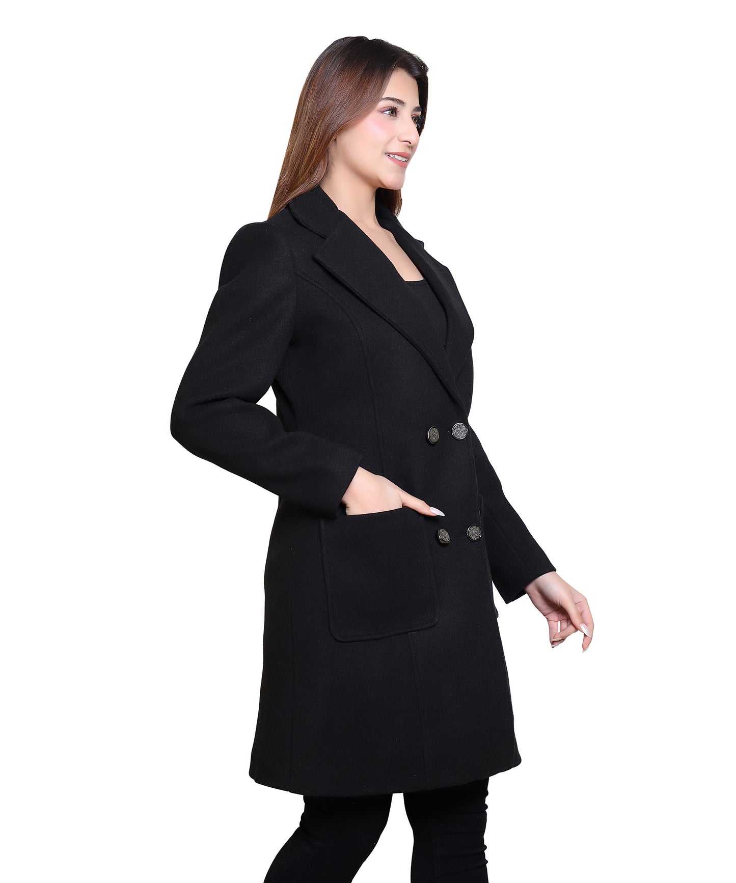 Women Stylish Full Sleeves Classic Winter Long Coat | Formal And Casual Winter Wear