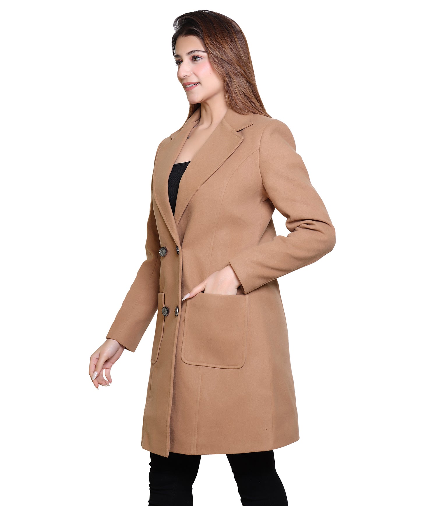 Women Stylish Full Sleeves Classic Winter Long Coat | Formal And Casual Winter Wear