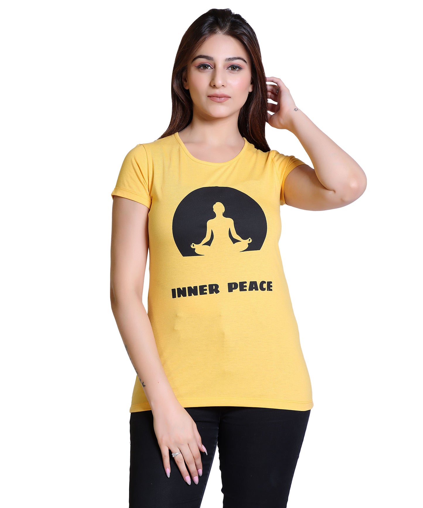 Women Inner Peace Cotton Blend Round Neck Half Sleeves T-Shirt