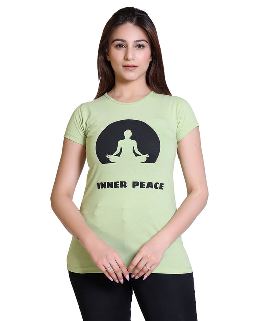 Women Inner Peace Cotton Blend Round Neck Half Sleeves T-Shirt