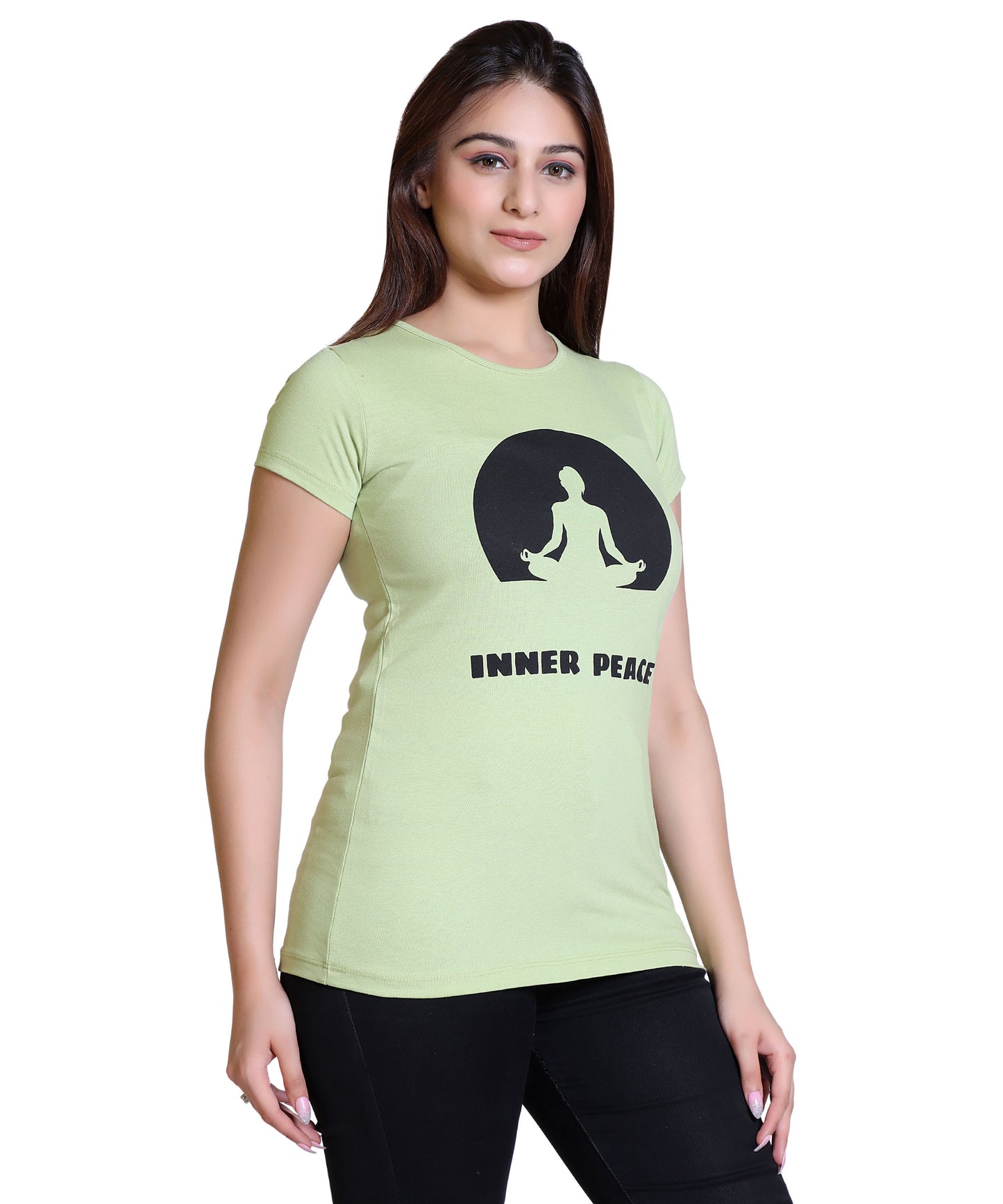 Women Inner Peace Cotton Blend Round Neck Half Sleeves T-Shirt