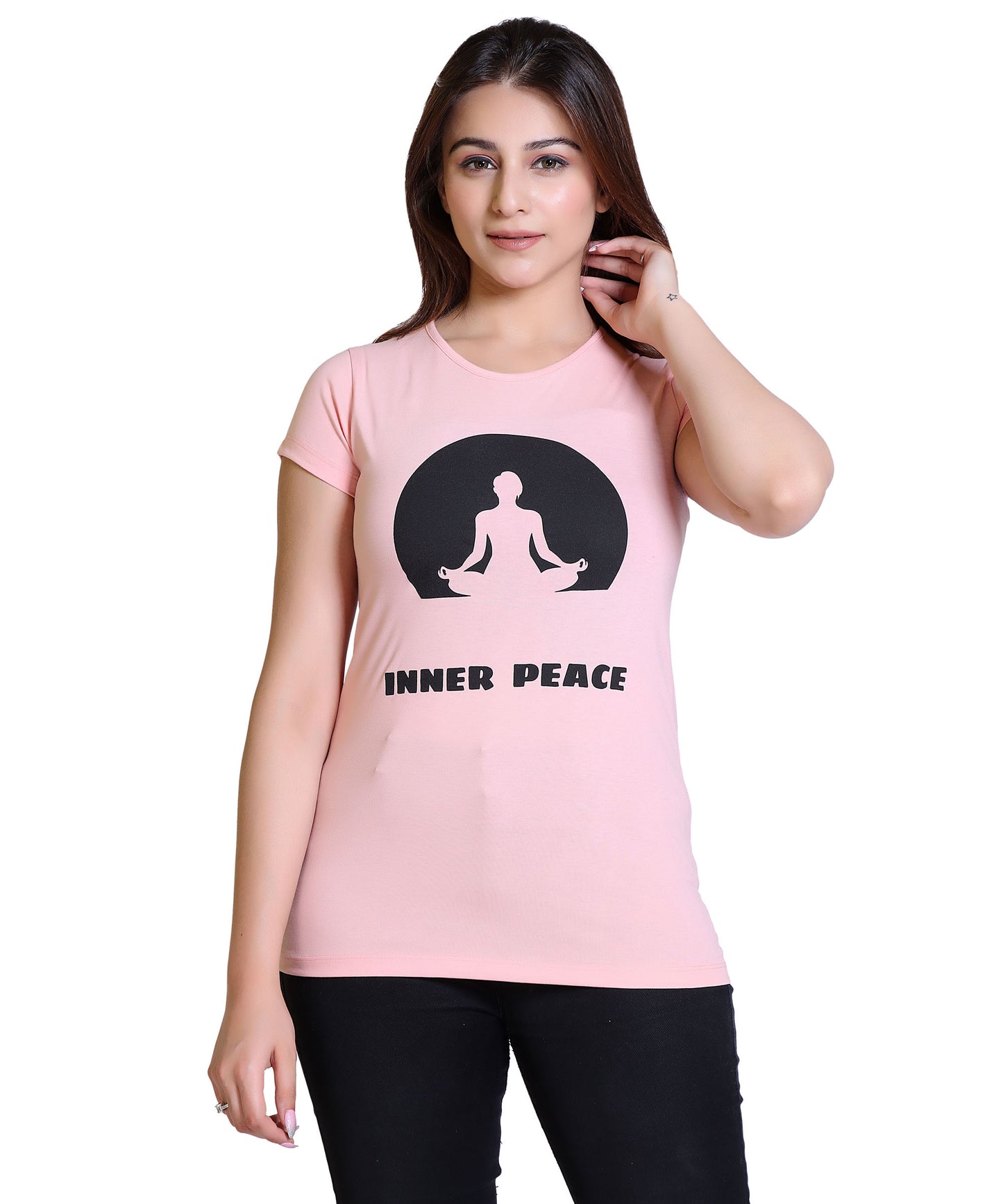 Women Inner Peace Cotton Blend Round Neck Half Sleeves T-Shirt