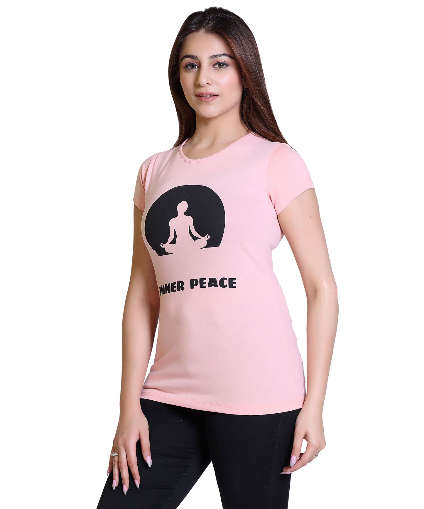 Women Inner Peace Cotton Blend Round Neck Half Sleeves T-Shirt