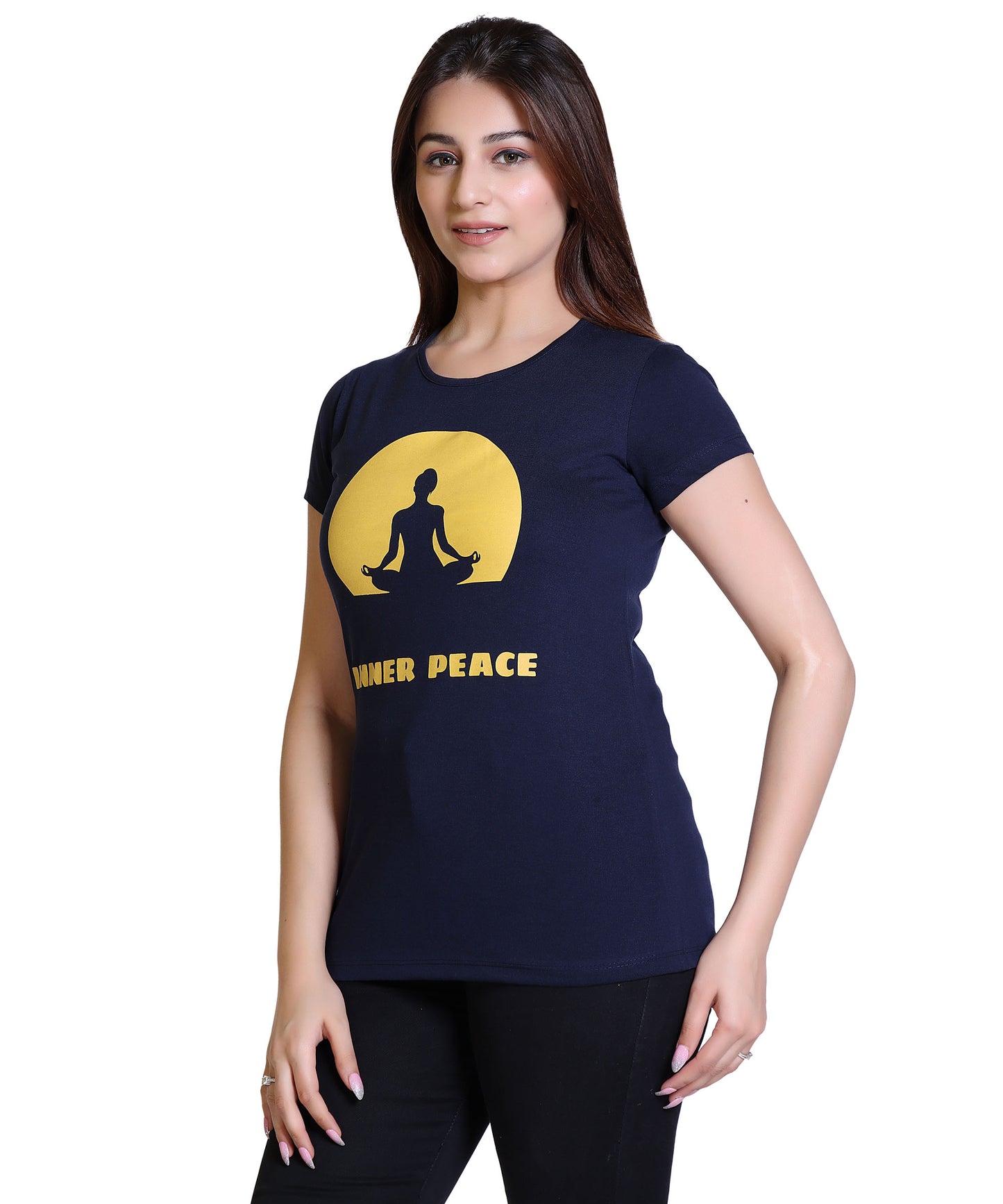 Women Inner Peace Cotton Blend Round Neck Half Sleeves T-Shirt