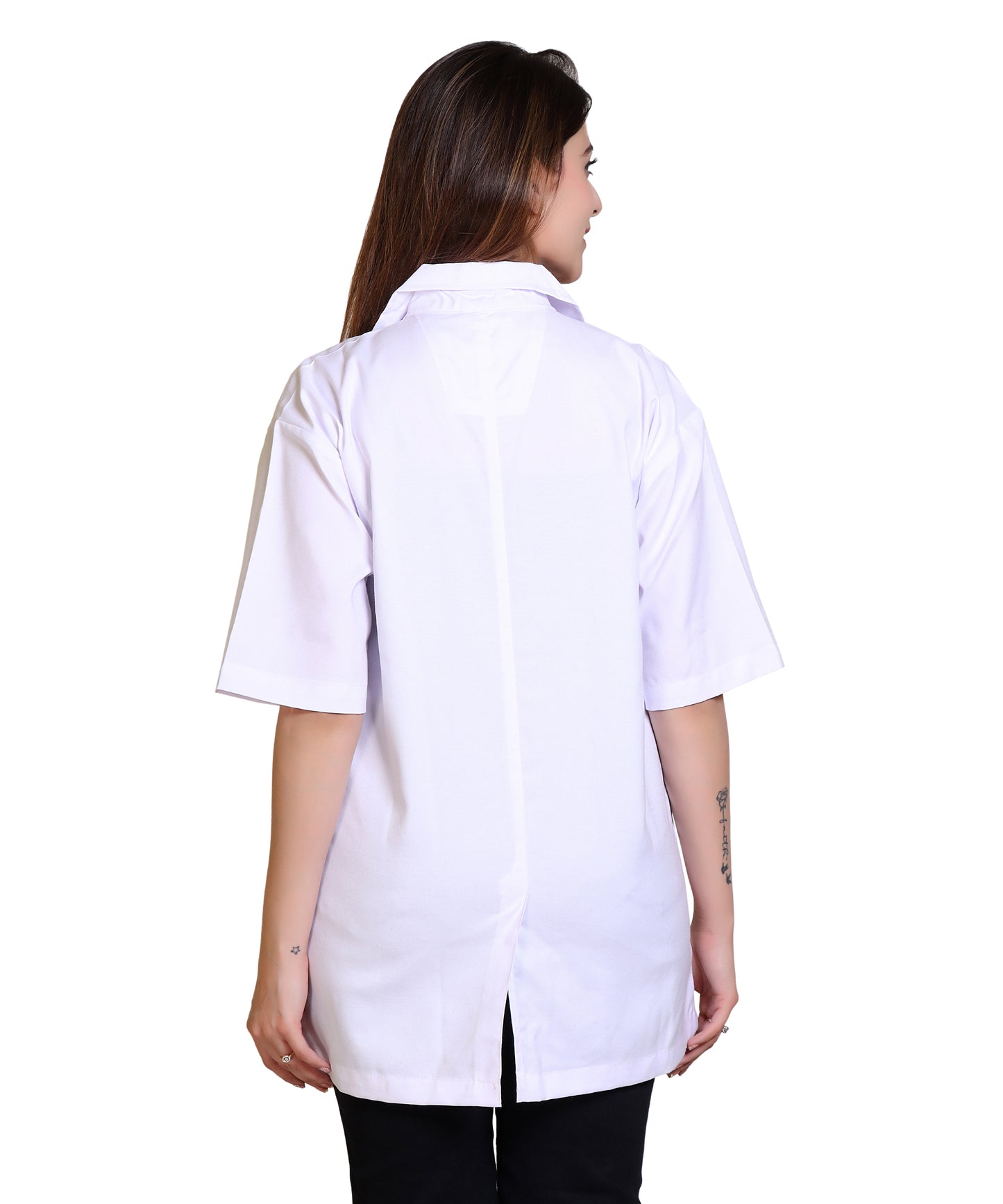 Half Sleeves Lab Coat with 3 Pockets | Medical and Scientific Professionals Lightweight and Breathable