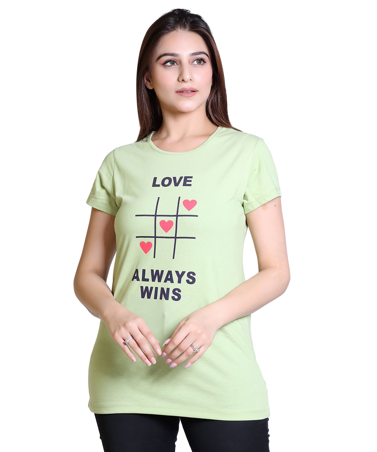 Women Love Always Win Cotton Blend Round Neck Half Sleeves T-Shirt