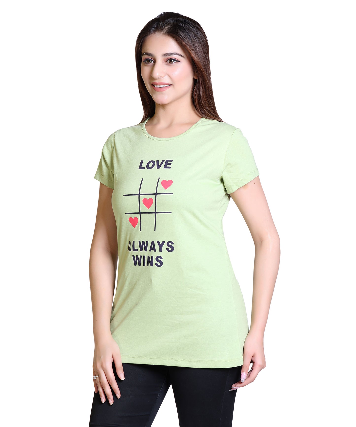 Women Love Always Win Cotton Blend Round Neck Half Sleeves T-Shirt