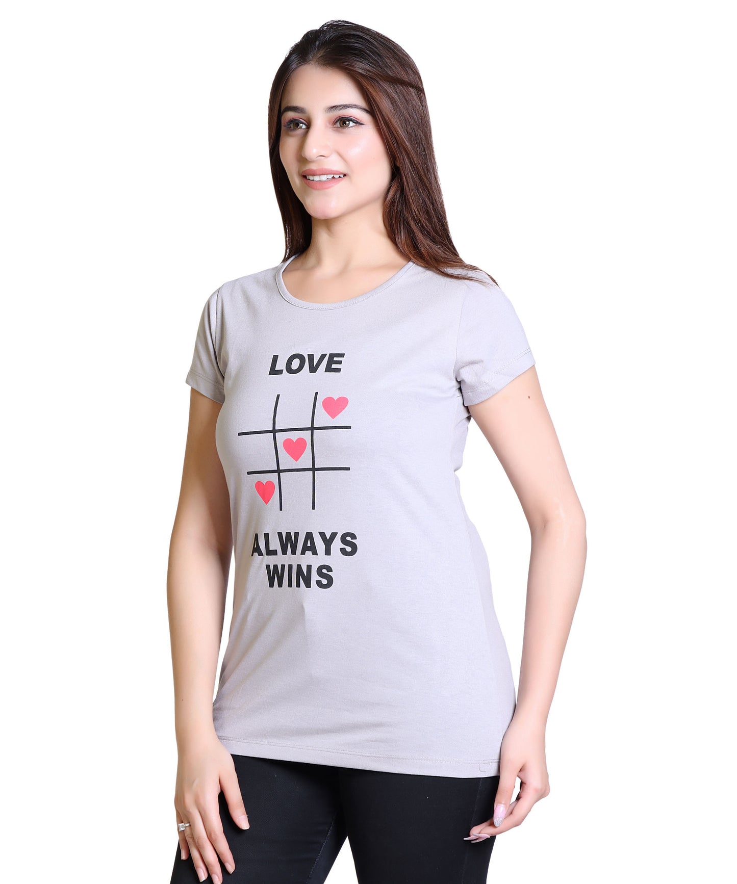 Women Love Always Win Cotton Blend Round Neck Half Sleeves T-Shirt