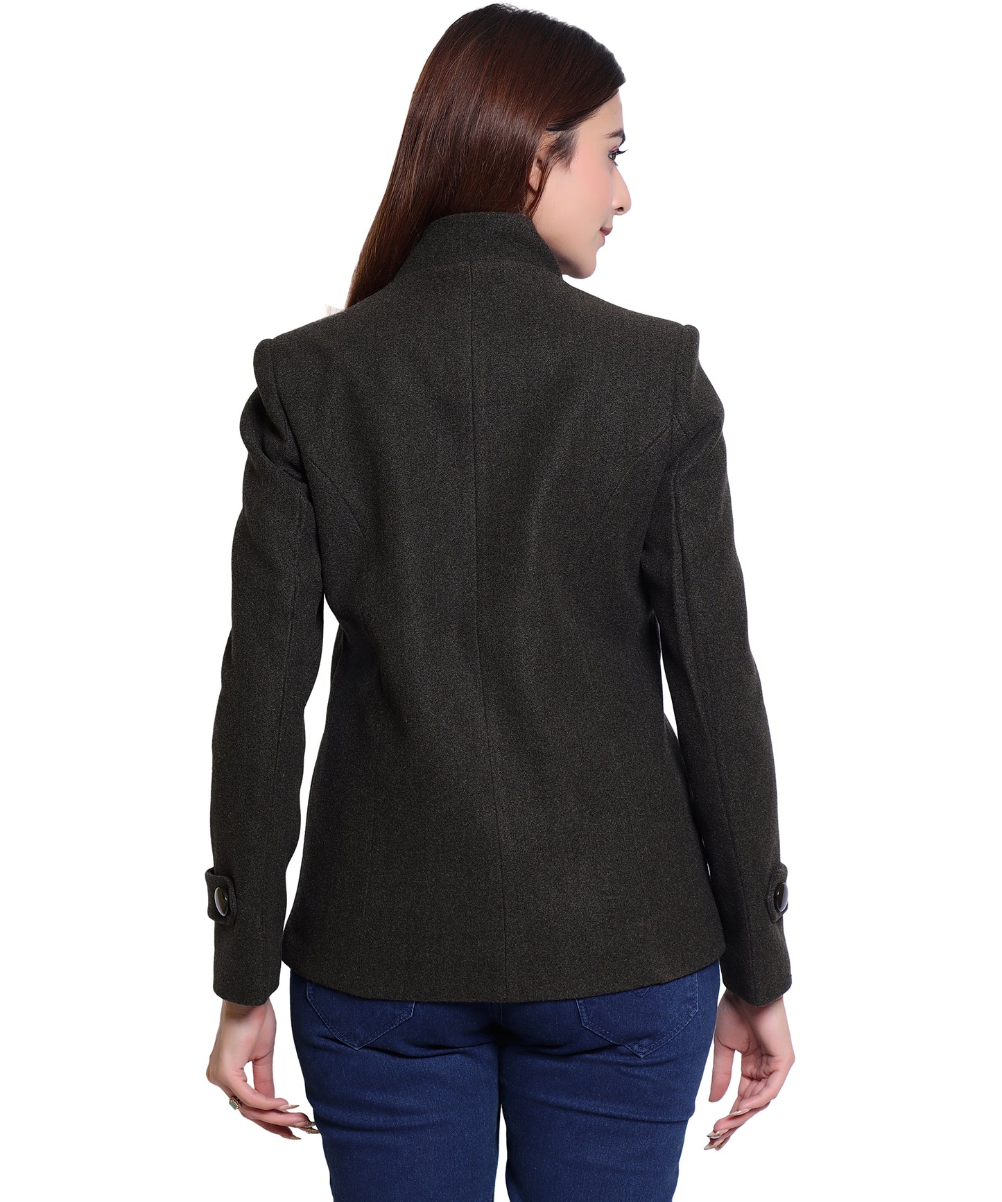 Women’s Stylish Winter Double Breasted Wool Blend Short Coat | Collared Neck Jacket