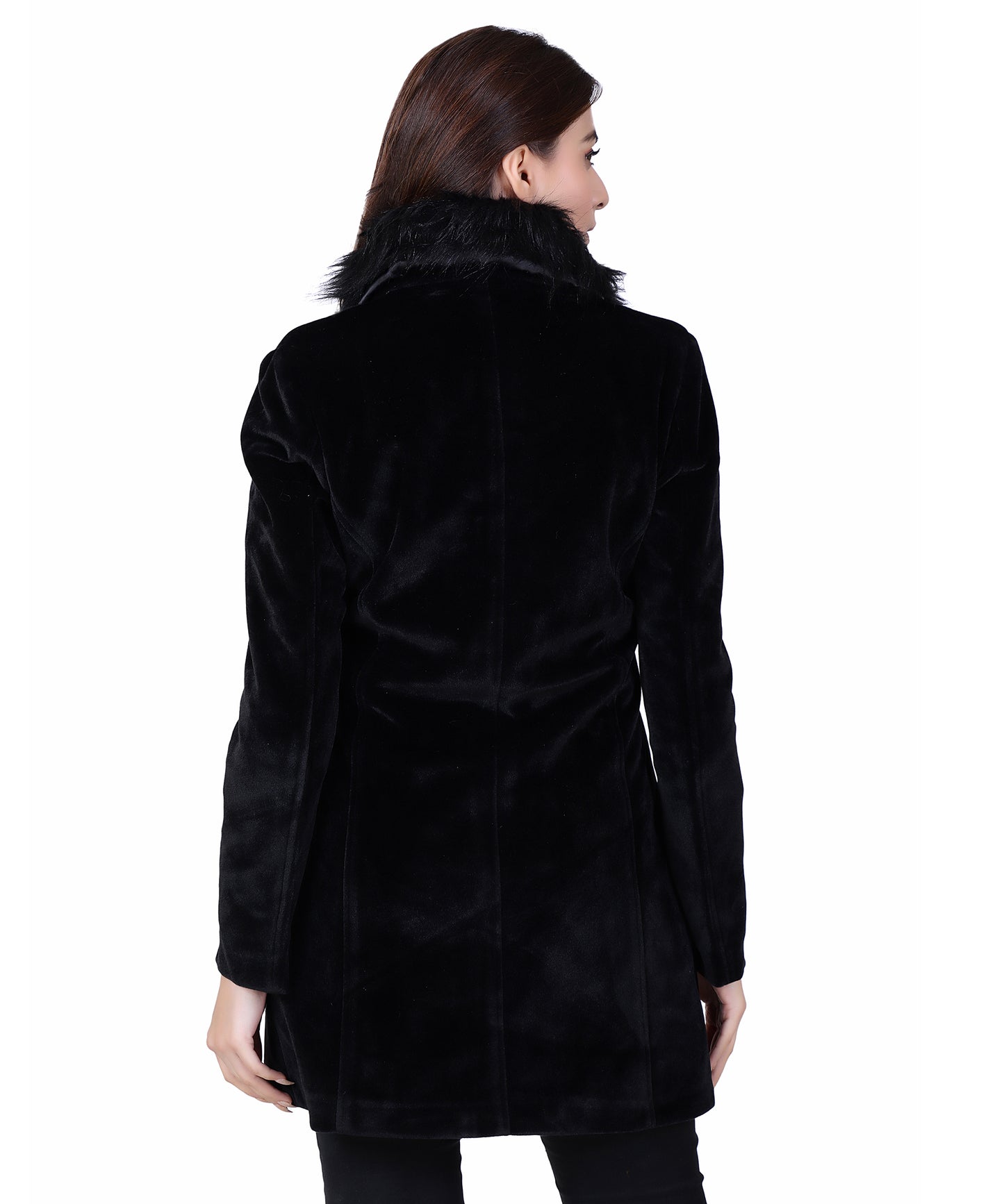 Women Winter Wear Casual Coat with Detachable Faux Fur Collar