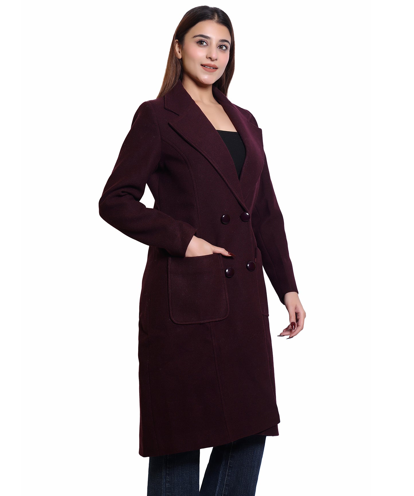Women Stylish Full Sleeves Classic Winter Long Coat | Formal And Casual Winter Wear