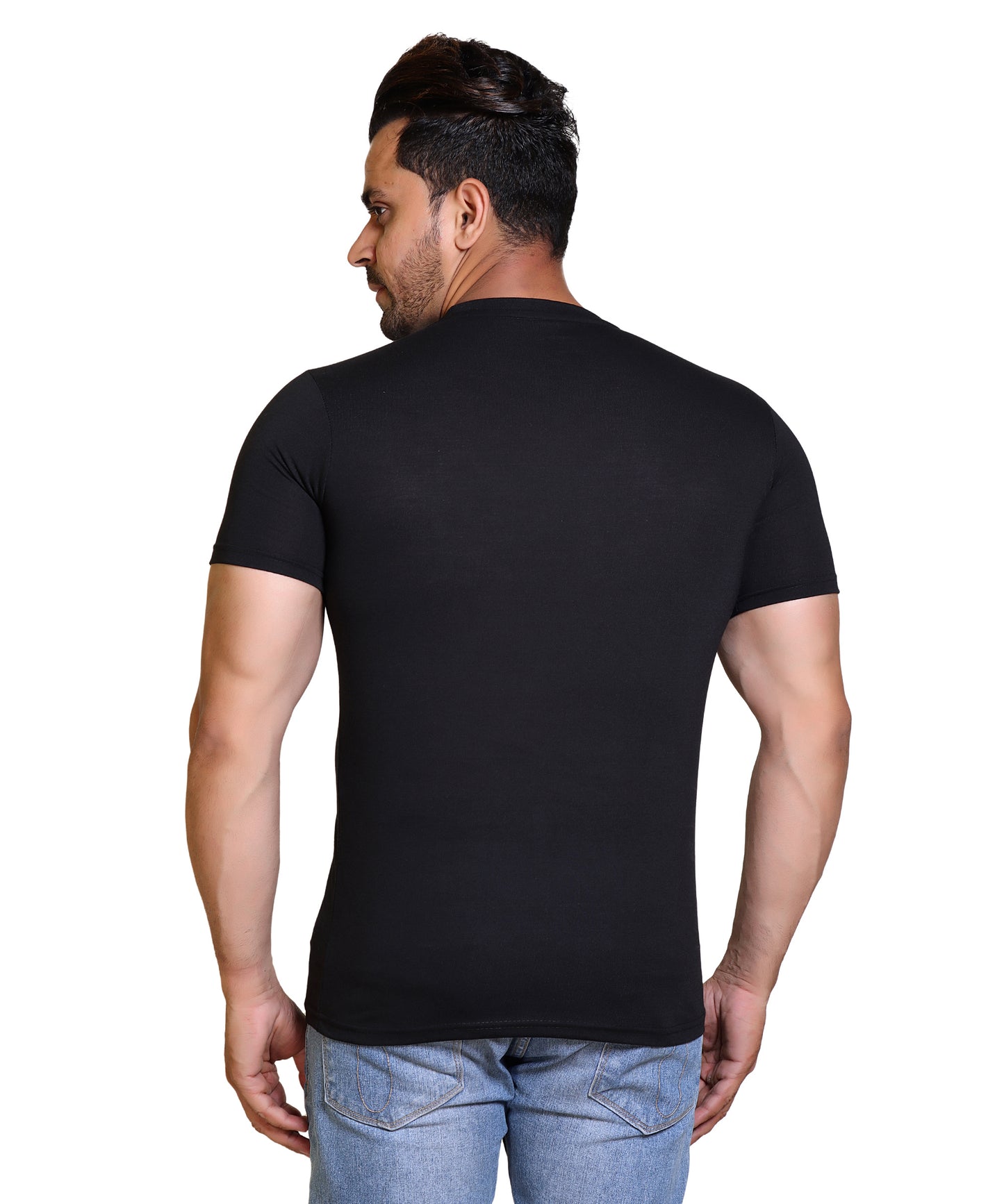 Men Never Give Up Cotton Blend Round Neck Half Sleeves T-Shirt